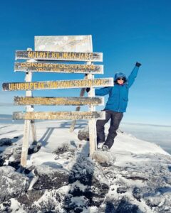 Venvy Lab founder at the Mt. Kilimanjaro summit (Uhuru Peak)
