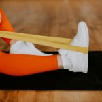 Woman doing resistance band leg exercises