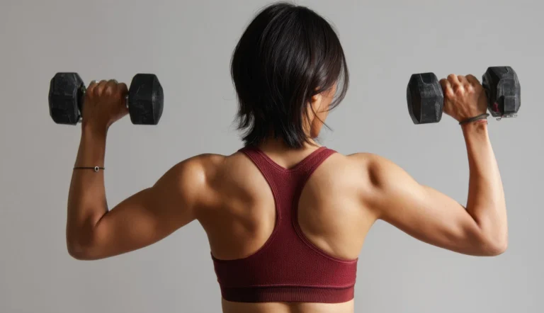 woman in perimenopause strength training with dumbbells